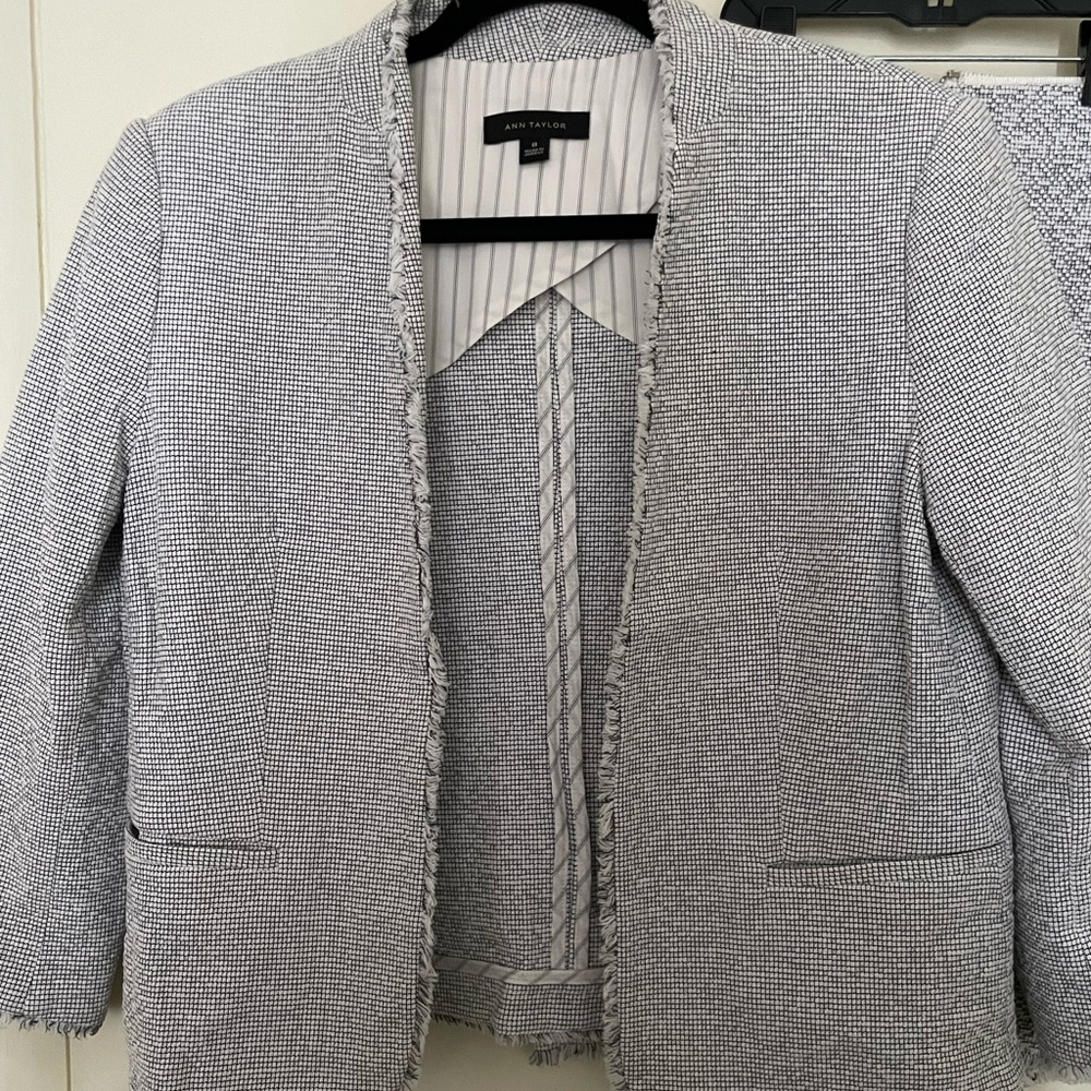 Ann Taylor fringe tweed jacket